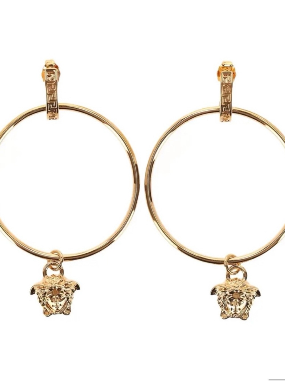 VERSACE Gold Hoop Earrings with Medusa pendant NEW IN BOX - Picture 5 of 11